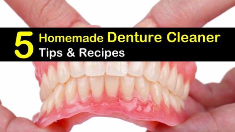 5 Denture Cleaner Recipes You Can Make at Home How To Whiten Dentures, How To Clean Dentures, Cleaning Dentures, Denture Cleaners, Baking Soda Hydrogen Peroxide, Denture Cleaner, Homemade Bleach, Denture Adhesive, Natural Disinfectant