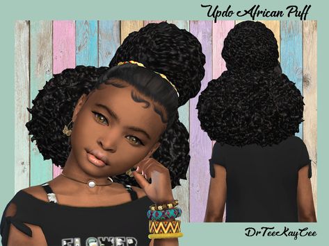 Sims 4 Updo, Sims 4 Afro Hair Male, Afro Hairstyles For Kids, Kids Afro, Sengalese Twists, Natural Hair Puff, Afro Puffs, Sims 4 Black Hair, Sims 4 Cc Download