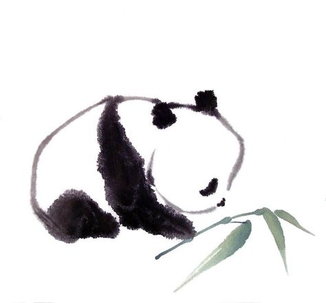 画 Panda Tattoo, Art Chinois, Chinese Brush Painting, 강아지 그림, Watercolor Paintings Easy, Art Japonais, Art Et Illustration, Easy Watercolor, Chinese Painting