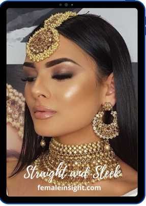 20 Gorgeous Hairstyles for Indian Wedding Function: Advancement on the simple straight hair, straight and sleek is another great option when you are looking for some of the best hairstyles for Indian wedding functions. #hairstyle #hairstyles #besthairstyles #hairstylesforindianwedding #hairstylesforindianweddingfunction #haircare #hairblog #femaleblog #femaleinsight Bride Makeup Natural, Asian Wedding Makeup, Hairstyles For Indian Wedding, Wedding Hairstyles And Makeup, Bridal Makeup Tutorial, Indian Wedding Makeup, Asian Bridal Makeup, Indian Bride Makeup, Indian Wedding Hairstyles