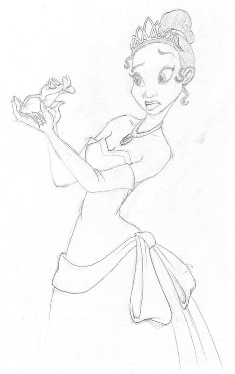 Princess Tiana Drawing Sketches, Princess Tiana Sketch, Tiana Princess And The Frog Drawing, The Princess And The Frog Drawings, Princess And The Frog Drawings, Princess Tiana Drawing, Tiana Sketch, Princess And The Frog Drawing, Disney Fashion Sketches