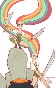 Happy St. Patrick's Day by MeoMai on DeviantArt Twin Character Design, Evvi Art, End Of The Rainbow, Character Design References, The Gold, The Rainbow, Character Illustration, Character Design Inspiration, Character Concept