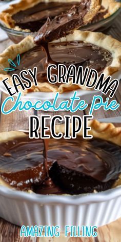 Easy Grandma Chocolate Pie Grandmas Chocolate Pie, Best Chocolate Pie Recipe, Chocolate Pie Recipes, Chocolate Custard, Decadent Chocolate Cake, Flaky Pie Crust, Chocolate Pie, Chocolate Cookie Recipes, Yummy Dessert