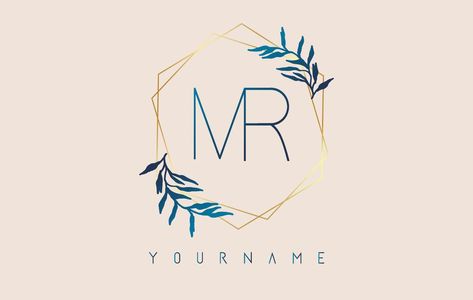 Mb Logo Design Letter, Mb Logo Design, Mb Logo, R Logo, Leaves Design, M R, Letter Logo Design, Wedding Logos, Blue Leaves