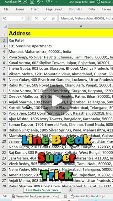 Excel Problems on Instagram: "Line Break Amazing Trick | Learn Tricks in Ms- Excel 📐🚙✈️🌍🚡
.
Double tap ❤️ if u like it.
.
Share & save this post for future reference! 💻💚
.
Follow @excel_problems for more knowledge
.
.
#excel #exceltrick #excel_problems" Excel Tricks, More Knowledge, Excel Tips, Ms Excel, Double Tap, Tap, On Instagram, Instagram