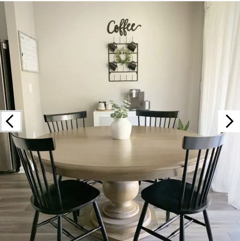 Round Dining Table With Black Chairs, Round Table With Black Chairs, Small Round Table Dining Room, Circle Table Dining Room, Dining Rooms With Round Tables, Dining Room Round Table Ideas, Farmhouse Round Kitchen Table, 48 Inch Round Dining Table, Circular Dining Room Table