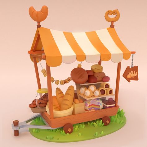 Denis Wipart, Environment Props, Isometric Art, Game Props, Low Poly Art, Bakery Shop, Casual Game, Game Concept Art, Sun Art