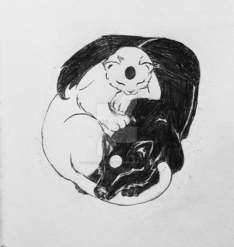 I Do Tattoo, Cat And Dog Tattoo, Do Tattoo, Ying Yang Tattoo, Black Cat Tattoos, Yin Yang Tattoos, Tattoo Cat, Wolf Tattoos, Custom Tattoo Design