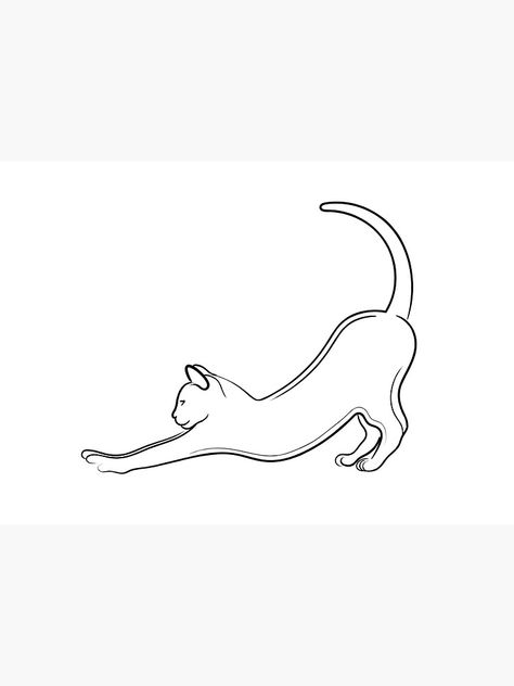 "Cat Stretching Line Drawing" Sticker by AdamRegester | Redbubble Cat Tattoo Stretching, Dog Stretching Tattoo, Stretching Cat Drawing, Cat Stretch Tattoo, Stretching Cat Tattoo, Cat Stretching Drawing, Cat Stretching Tattoo, Stretching Drawing, Cat Outline Drawing