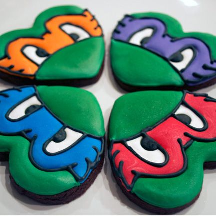 Royal Icing Recipe - Semi Sweet Designs Teenage Mutant Ninja Turtle Cookies, Tmnt Cookies, Ninja Turtle Cookies, Semi Sweet Designs, Tmnt Birthday, Turtle Cookies, Chocolate Roll, Iced Sugar Cookies, Ninja Turtle Birthday