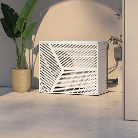 Mini Split Covers — Shop — Hangar Outdoor - Beautiful Aluminum Air Conditioner Covers Ac Box Cover Outdoor, Ac Outdoor Unit Cover, Mini Split Cover Ideas, Ac Cover Outdoor, Mini Split Cover, Air Conditioner Cover Indoor, Air Conditioner Screen, Air Conditioner Cover Outdoor, Window Air Conditioner Cover