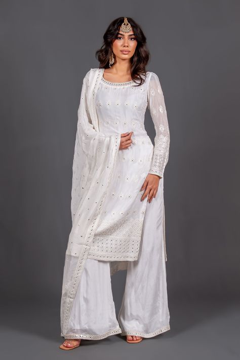 Plazo Designs Latest Style, Plazo Designs Latest, Plazo Suit Design Latest, White Plazo, Chikankari Palazzo, Plazo Dress, Plazo Suit Design, Suits Design Latest, Plazo Designs