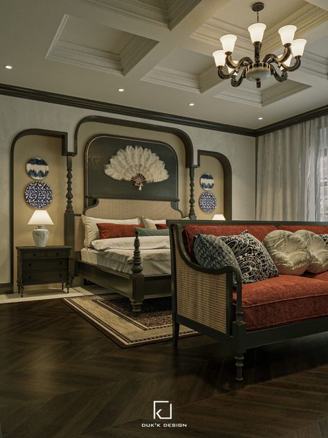 Luxury Eclectic Bedroom Design, Classic Eclectic Living Room, Elegant Hotel Room, Classical Hotel Room, Classic Interior Design Bedroom, Bedroom Ideas Eclectic, Hotel Room Interior Design, Indochine Bedroom, Indochina Interior