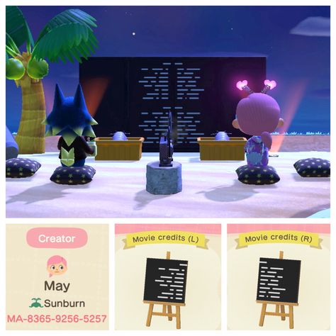 Screen made with 4 simple panels Acnh Screen Design, Animal Crossing Movie Screen, Acnh Movie Theatre Codes, Acnh Computer Screen Design, Acnh Movie Poster, Acnh Screen Panel Designs, Acnh Simple Panel Codes, Animal Crossing Simple Panel Design, Simple Panel Acnh