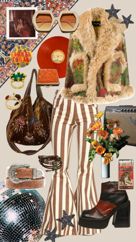 #retro #retroaesthetic #retrovibes #70s #seventies #eclectic Eclectic Outfits Aesthetic, Eccentric Fashion, Eclectic Outfits, 70s Clothes, Accessory Inspo, Clothes Reference, Curated Closet, 70s Inspired Fashion, College Outfit