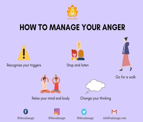 “Holding on to anger is like grasping a hot coal with the intent of throwing it at someone else; you are the one who gets burned.” – Buddha Anger is a very powerful emotion and while releasing anger can be good for our health, it can also become a burden. Anger makes us react irrationally … 
Continue reading "Exercises to Help You With Anger Management"
The post Exercises to Help You With Anger Management appeared first on Calm Sage - Your Guide to Mental and Emotional Well-being. How To Control Anger Tips, Holding On To Anger, Angry All The Time, Releasing Anger, Anger Management Tips, Anger Management Strategies, Reading Exercises, How To Release Anger, How To Control Anger