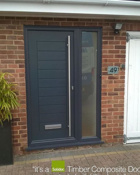 Grey Composite Front Door With Side Panel, Side Front Door, Composite Front Doors With Side Panels, Composite Doors With Side Panels, Composite Front Door With Side Panel, Grey Composite Front Door, Navy Front Door, Upvc Front Door, Porch Extension