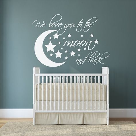 Nautical Baby Bedding, Moon And Back Nursery, Baby Boy Bedding, Beautiful Nursery, Star Nursery, I Love U, House Wall, Nursery Wall Decals, Baby Bedroom