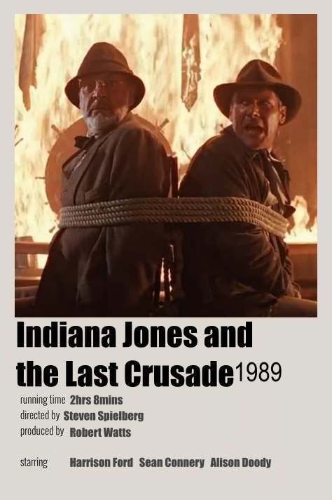 Indiana Jones Polaroid Poster, Indiana Jones Minimalist Poster, Indiana Jones And The Last Crusade, Movie Polaroids, Indiana Jones Last Crusade, 2024 Movies, Indiana Jones 2, 1980s Aesthetic, Sunday Movies