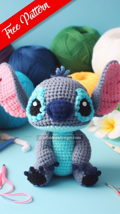 In the crafty crevices of the amigurumi world, the Stitch amigurumi stands out as an adorable representation of the beloved blue alien from Disney's "Lilo & Stitch. Crochet Jesus, Stitch Amigurumi, Disney Crochet Pattern, Pikachu Crochet, Disney Crochet, Disney Crochet Patterns, Blue Alien, Stitch Doll, Crochet Disney