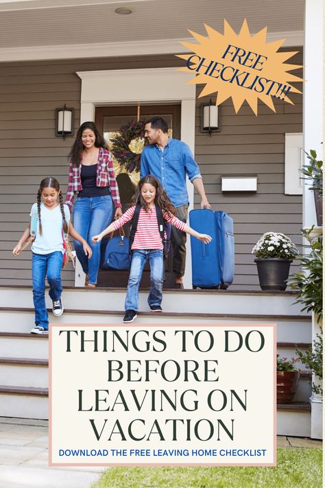 The best leaving home checklist to help you get out of the house and onto vacation with as little stress as possible. Get the free leaving home checklist to make sure you finish all the things to do before leaving on vacation so you can relax with peace of mind. Get your home settled before a trip in only a few easy steps. 2 Week Packing List, Week Packing List, Home Checklist, Vacation Checklist, Get Out Of The House, Running Pack, Things To Do At Home, Leaving Home, Going On A Trip