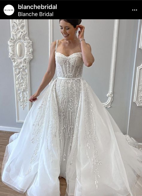 Aline Sparkle Wedding Dress, Blanche Bridal, Galia Lahav Bridal, Tailored Wedding Dress, Bride Preparation, Cozy Wedding, Wedding Dress Types, Sparkly Wedding Dress, Detachable Skirt