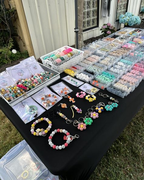 We are all set up for our first Vendor Event!! Come create your own wristlet, keychains, etc. At our custom bead bar!! Come check us out at 2854 Goose Gap Road Sevierville TN Vendor Show Checklist, Wristlet Displays For Craft Shows, Vendor List Boutique, Wholesale Bead Vendors, Vendor Checklist Craft Fairs, Wristlet Keychains, Sevierville Tn, Vendor Booth, Bead Bar