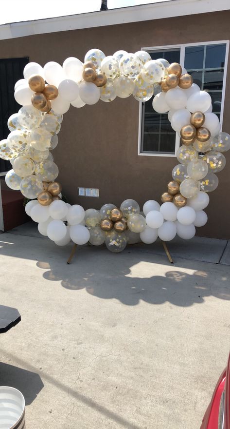 Diy Wedding Arch, Circle Backdrop, Metal Wedding Arch, Metal Wedding, Gold Backdrop, Balloon Backdrop, Backdrop Stand, How To Set Up, Balloon Arch