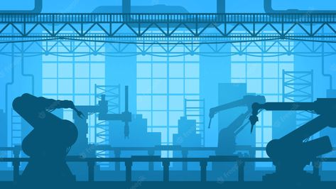 Manufacturing Factory Design, Production Line Factory, Factory Background, Machine Background, Wallpaper Industrial, Robot Background, Industry Illustration, Factory Illustration, Robot Factory