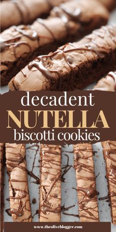 Nutella Biscotti, Nutella Drizzle, Best Biscotti Recipe, Chocolate Biscotti Recipe, Chocolate Biscotti, Dreamy Christmas, Xmas Recipes, Italian Cookie, Italian Cookie Recipes