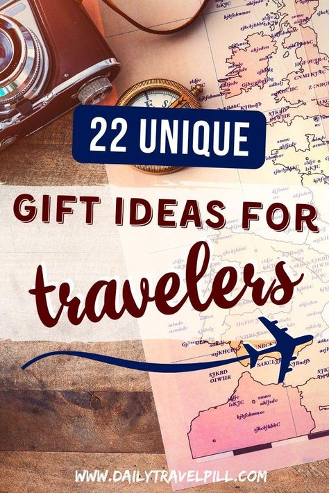 These are the best 22 gifts for travelers. I've divided them into 3 categories - budget gifts, mid-budget gifts, and luxury gifts. Warning - you might end up buying these items for yourself! | Gift ideas for travelers | Gift ideas for people who travel | Gift ideas for friends who travel | #giftideas Christmas Travel Gift Ideas, Travel Agent Client Gift Ideas, Destination Christmas Gift Ideas, Travel Theme Gift Basket, Retirement Travel Gift Basket Ideas, Travel Diy Gifts, Travel Bag Gift Ideas, Presents For Travelers, Personalized Travel Gifts