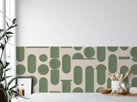 Green Pattern Tile, Bathroom Wall Coverings, Kitchen Stairs, Look Wallpaper, Pattern Tile, Tile Decals, Tile Trim, Floor Stickers, Peel And Stick Tile