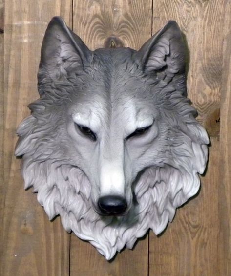 The Giant Sculpted Wolf Head Wall Mount is great for the cabin of a wildlife lover. Wolf Sculpture, Ceramic Mask, Wolf Mask, Sculpture Head, Wolf Face, Geometric Shapes Art, Gray Wolf, Head Sculpture, Wolf Spirit