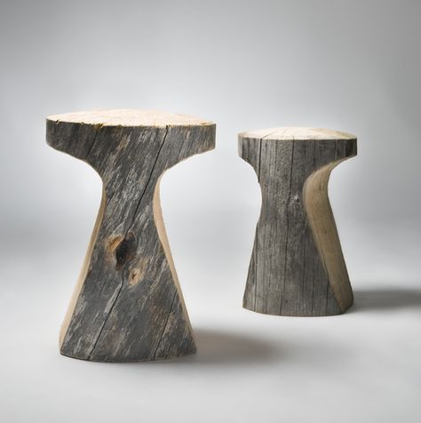 log stools | modern rustic design Wooden Stool Designs, Log Stools, Log Furniture, Stool Design, Wooden Projects, Into The Woods, Wooden Stools, Kraken, Rustic Furniture