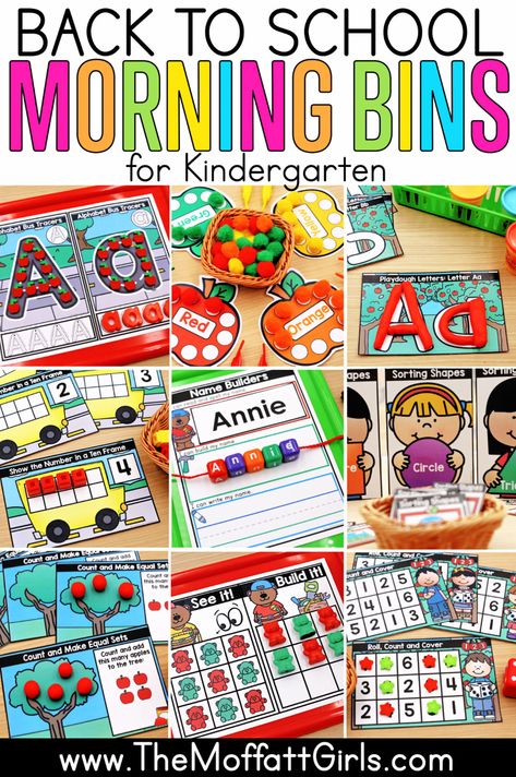 Kindergarten Morning Work Tubs, Activities For Back To School, Back To School Morning, Stem Bins, Morning Bins, Fun Learning Activities, Work Bins, Morning Work Activities, Kindergarten Morning Work