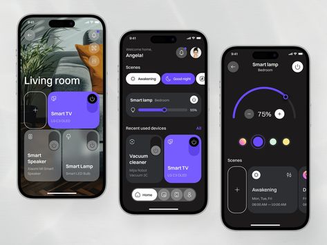 Smart Home Mobile App by Ronas IT | UI/UX Team on Dribbble Ux Design Mobile, Ui Design Dashboard, Ui Design Trends, Design Home App, Mobile App Design Inspiration, App Interface Design, Youtube Design, Ux Design Inspiration, Mobile Ui Design