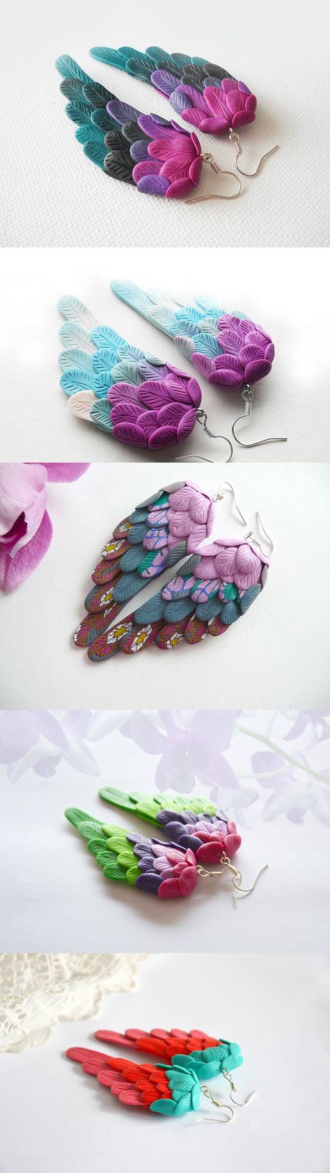 polymer clay angel wings collection Crea Fimo, Fimo Polymer Clay, Tanah Liat, Polymer Clay Diy, Polymer Crafts, Clay Jewelry Diy, Fimo Clay, Clay Design, Polymer Clay Charms