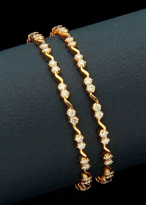 Diamond Jewelry | 22k Gold Jewelry USA Fancy Bangles Gold Indian, Bracelets Gold Design, Bangals Design In Gold, Real Diamond Bangles Designs, Bangles Jewelry Designs Gold, Gold Bangle Designs, Latest Gold Bangles, Simple Gold Bangle, 22k Gold Earrings