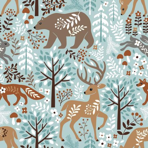 Origami Paper Pattern, Editorial Christmas, Scandinavian Illustration, Folk Art Animals, Woodland Illustration, Animals Painting, Frame Christmas, Textile Wallpaper, Pattern Design Inspiration