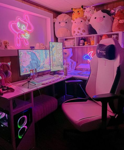 Cam Girling Room, Gamer Vibes, Gamer Desk, Game Setup, Gamer Room Decor, Desk Inspo, Gaming Room Setup, Gamer Room, Pc Setup