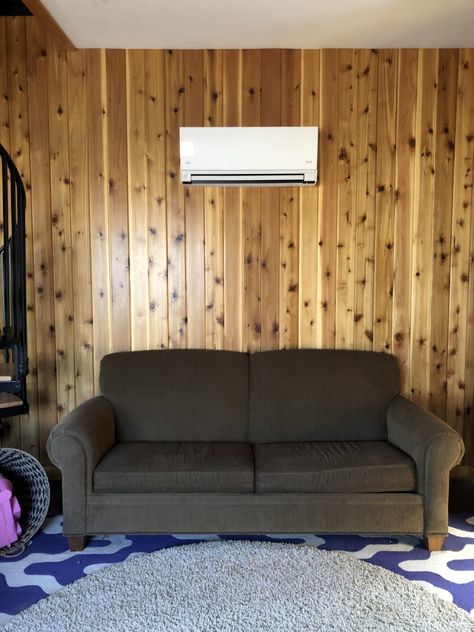 Do you dislike the look of a mini split but love the convenience of a ductless heat pump and air conditioner? Learn how to hide your mini split as wall art! #fromhousetohaven #minisplit #ductlessheatpump #wallheater #howtohideminisplit #DIYproject #minisplitcover Casita Guest House Interior Design, Guest House Ideas Interior, Motherinlaw Suite, Grace In My Space, Article Sofa, Ductless Heat Pump, Wall Mounted Air Conditioner, Guest House Plans, Budget Remodel