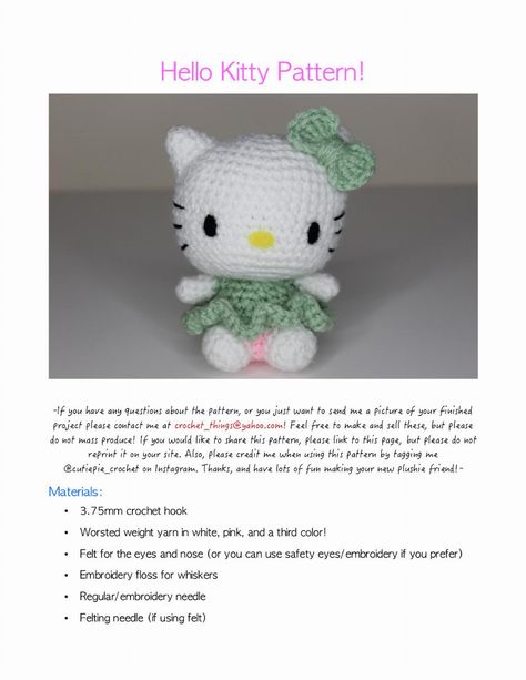 Hello Kitty Pattern, kitty crochet pattern with blue bow and blue skirt Hello Kitty Bow Crochet, Hello Kitty Pattern, Crochet Hello Kitty, Bow Crochet, Kitty Pattern, Hello Kitty Crochet, Crochet Bow, Hello Kitty Bow, Hello Kitty Baby