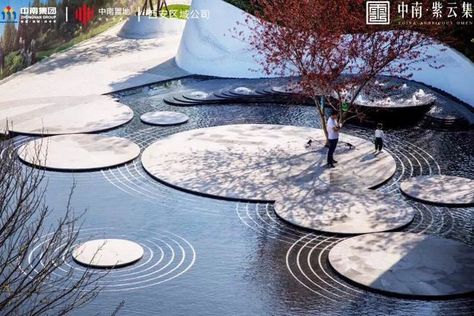 Circle Landscape Design, Waterscape Design, Landscape Architecture Plan, Water Architecture, Urban Landscape Design, Landscape Architecture Design, Urban Park, Parking Design, Water Feature