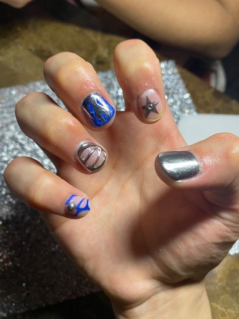 Blue Nails Men, Male Nails Ideas, Male Chrome Nails, Male Nails, Male Nails Art, Male Nail Designs, Blue Chrome Nails, Natural Nails Manicure, Beachy Nails