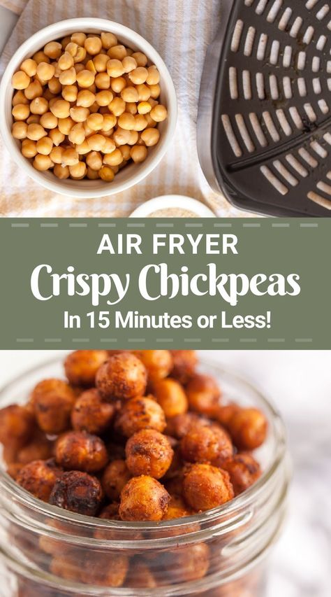 Crispy Air Fryer Chickpeas, Air Fryer Chickpeas, Roasted Garbanzo Beans, Garbanzo Bean Recipes, Pea Snacks, Seasoned Chickpeas, Chickpea Snacks, Chickpeas Recipe, Bean Snacks