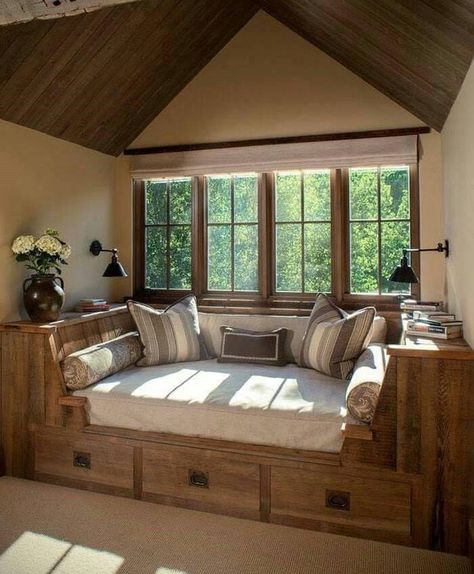 Window Nook, Interior Design Per La Casa, Design Del Prodotto, Cozy Reading Nook, Cozy Nook, New Home Designs, Window Seat, Reading Nook, Handmade Home