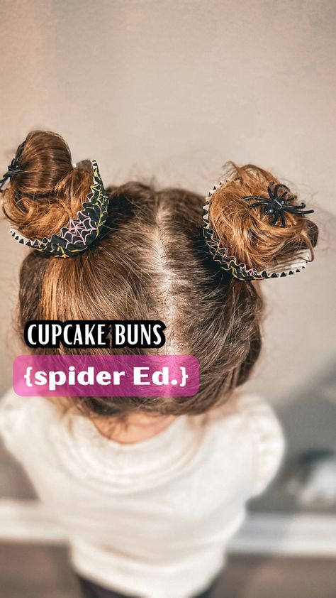 #diyhairstyleseasy #halloweencostume #halloweenideas #toddlerhairideas #toddlerhairstylesgirl #halloweendiycrafts Space Bun, Spider Cupcakes, Toddler Hairstyles, Space Buns, Toddler Hairstyles Girl, Halloween Diy Crafts, Hair Elastics, Toddler Hair, Tag A Friend