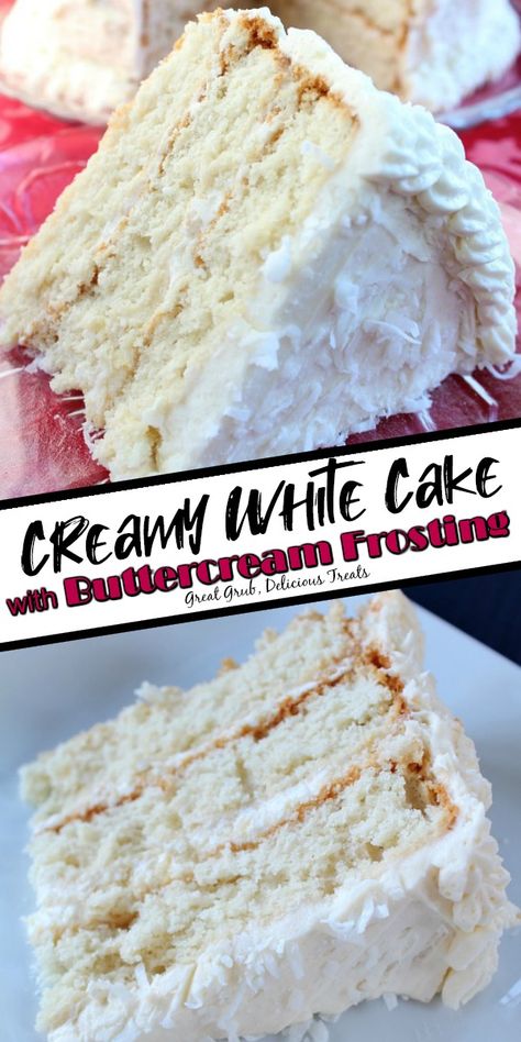 Creamy White Cake with Buttercream Frosting is a delicious white cake recipe with a scrumptious buttercream frosting. Marble Cake With Buttercream Frosting, White Cake With Buttercream Frosting, White Cake With Cream Cheese Frosting, White Cake With White Frosting, White Butter Cake Recipe, White Mayonnaise Cake Recipe, White Birthday Cake Recipe, White Velvet Cake Recipe, White Cake Frosting Recipe