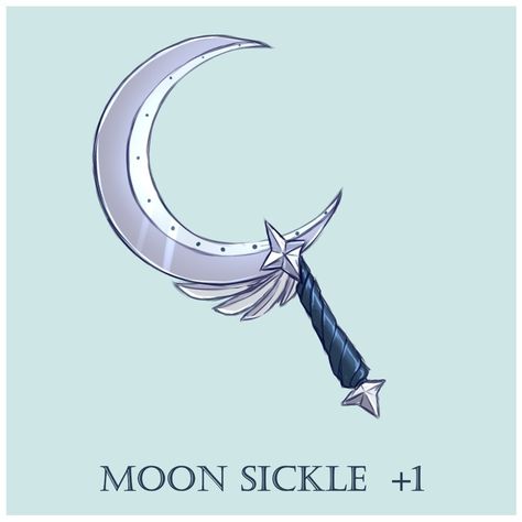 Crescent Moon Blades, Moon Sickle Dnd, Moon Sickle Fantasy Art, Chain Sickle Design, Sickles Concept Art, Sickles Aesthetic, Fantasy Sickle Design, Dnd Sickles, Sickle Aesthetic