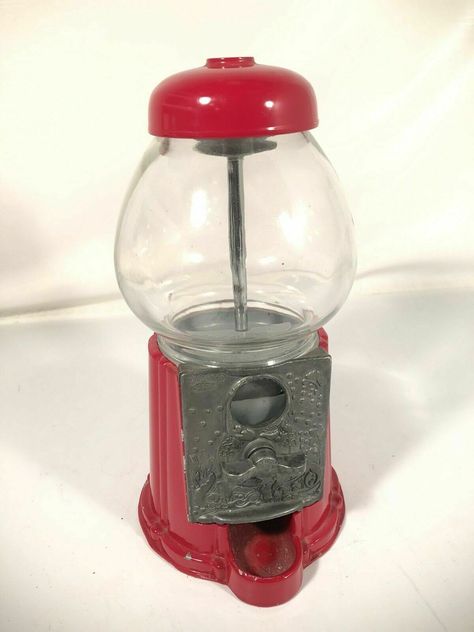 Carousel Gumball Machine Vintage Metal Display Glass Globe Rare Mini Design 9" tall Metal Display, Gumball Machine, Glass Globe, Carousel, Vintage Metal, Globe, Glass, Design